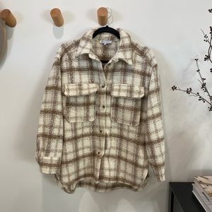 Cream/brown plaid Shacket